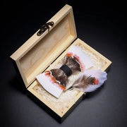 Handmade Woodland Feather Bow Ties & Lapel Pin Gift Box Set
