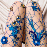 Circus Performer Embellished Fishnet Pantyhose Stockings