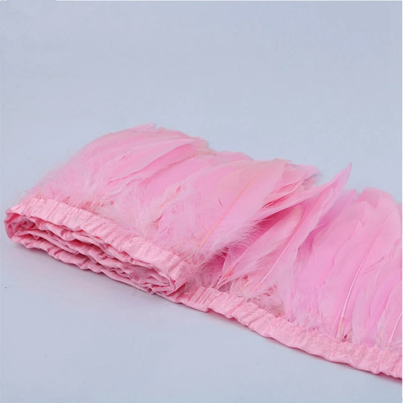 2 Meters Dyed Goose Feather Trims Fringes Ribbons DIY Craft