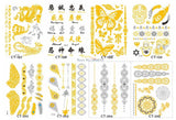 Golden Lotus Temporary Tattoos Mandala Butterfly Dream Catcher Body Art