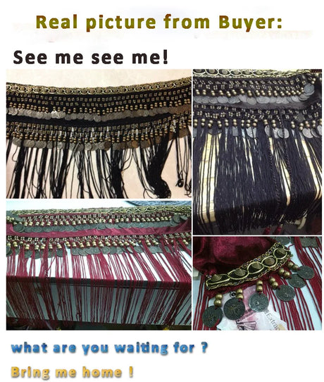Copper Belly Dance Hip Scarf Coin Belt Tribal Costume