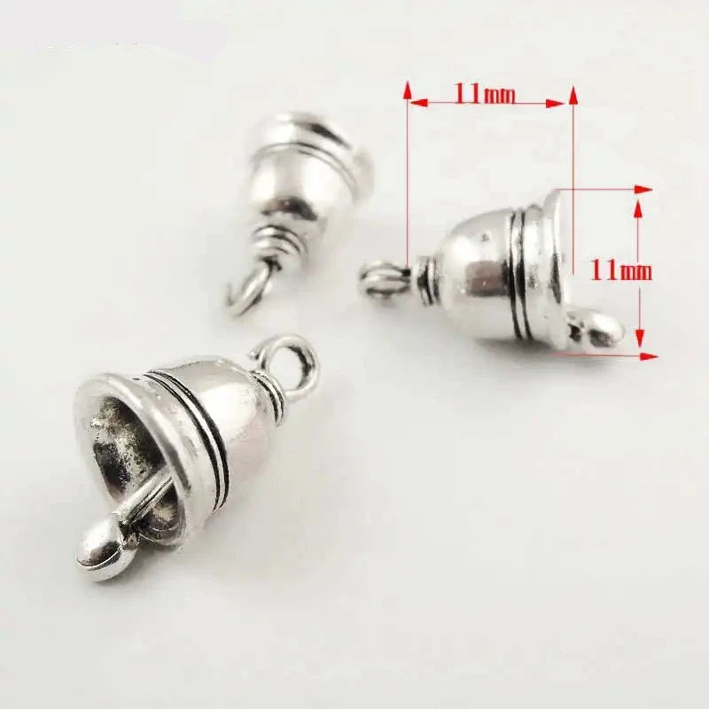 25 Small Bell Shape Charms Antique Silver Colour DIY Jewellery Making Charms