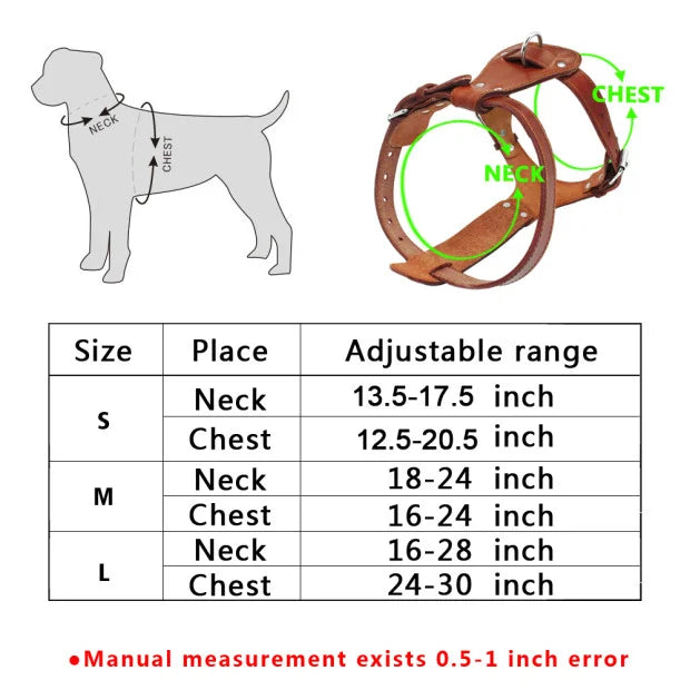 Genuine Leather Dog Harness Brown Real Leather Adjustable Straps Medieval Cosplay