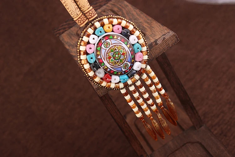 Handmade Beaded Leather Boho Necklaces