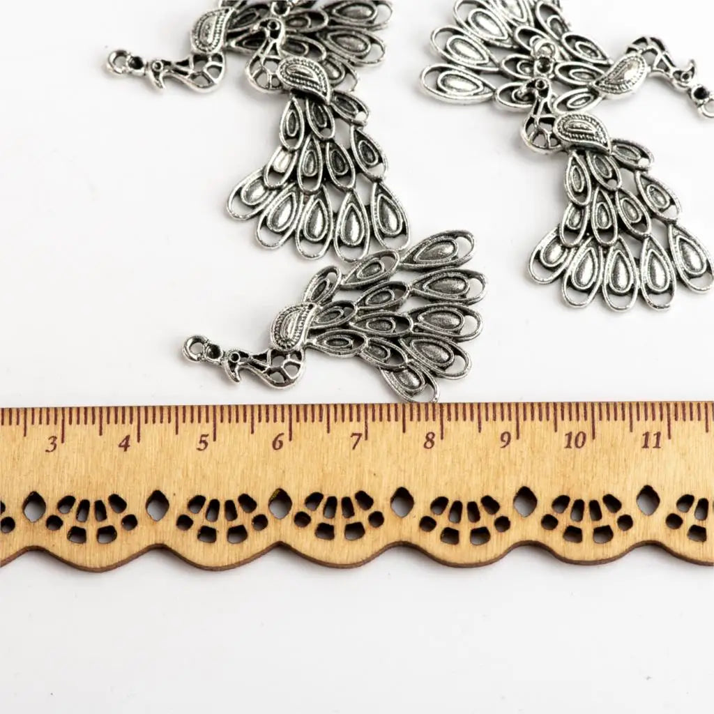 Five Peacock Pendants Charms for DIY Jewellery Making