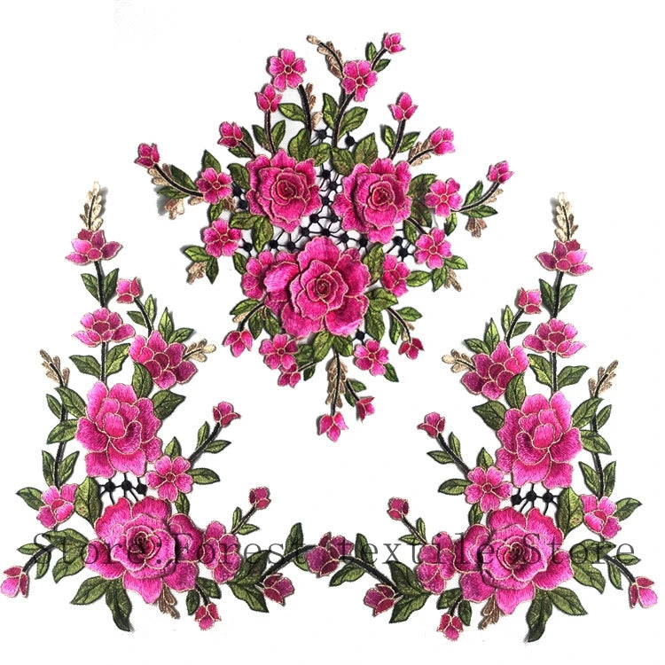 Embroidery Peony Patches Sew On Appliqué DIY Sewing Craft