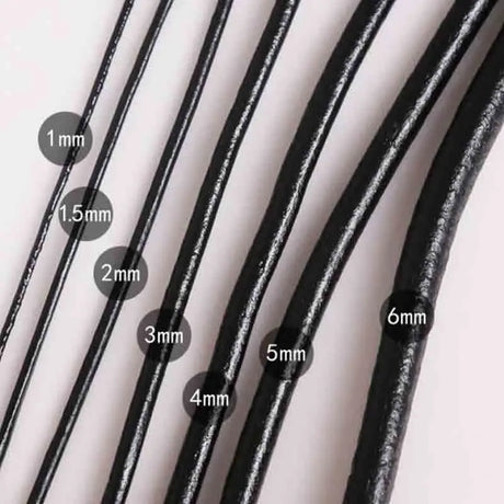 Round Single Strand Black Genuine Leather Cords 1.5mm 3mm 4mm 5mm 6mm
