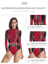 Deadpool Printed Long Sleeve Swimwear One-piece Surfing Swimsuit