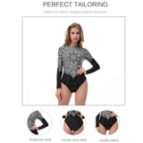 Mandala Printed Long Sleeve Swimwear One-piece Surfing Swimsuit
