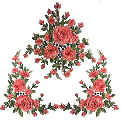 Embroidery Peony Patches Sew On Appliqué DIY Sewing Craft