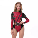 Deadpool Printed Long Sleeve Swimwear One-piece Surfing Swimsuit
