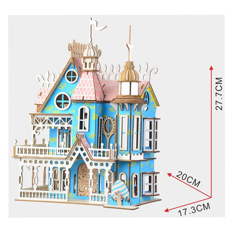 Painted Wooden Doll House with Furniture DIY Craft Kit