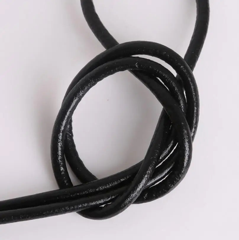 Round Single Strand Black Genuine Leather Cords 1.5mm 3mm 4mm 5mm 6mm