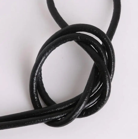 Round Single Strand Black Genuine Leather Cords 1.5mm 3mm 4mm 5mm 6mm