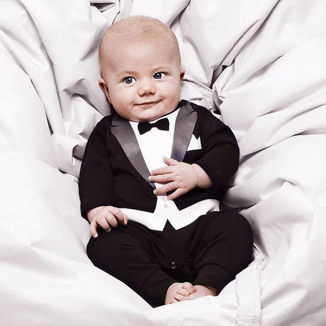 Baby Boy Gentleman Tuxedo Romper Cotton Clothes Newborn One-Piece Outfit Party Suit