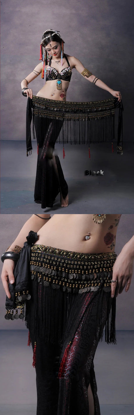 Copper Belly Dance Hip Scarf Coin Belt Tribal Costume