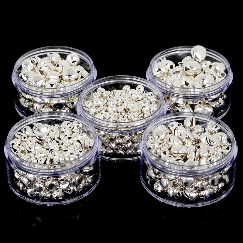 50-300Pcs/lot Loose Silver Beads Iron Jingle Bells Christmas Decoration Gift DIY Crafts