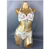 Beaded Sequins Belly Dancing Belt+Bra Samba Costumes