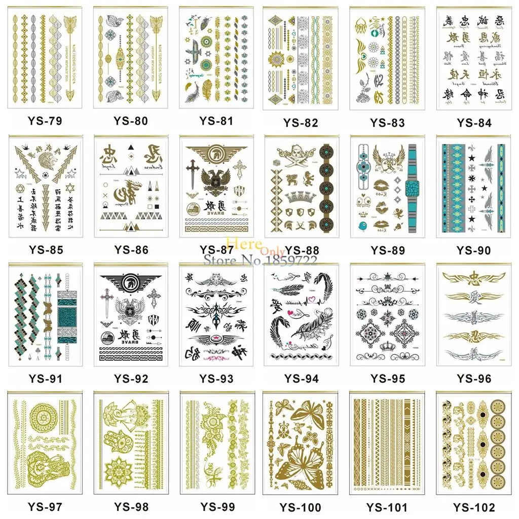 Golden Lotus Temporary Tattoos Mandala Butterfly Dream Catcher Body Art