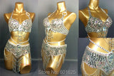 Beaded Sequins Belly Dancing Belt+Bra Samba Costumes