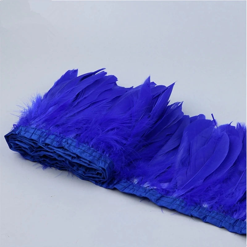 2 Meters Dyed Goose Feather Trims Fringes Ribbons DIY Craft
