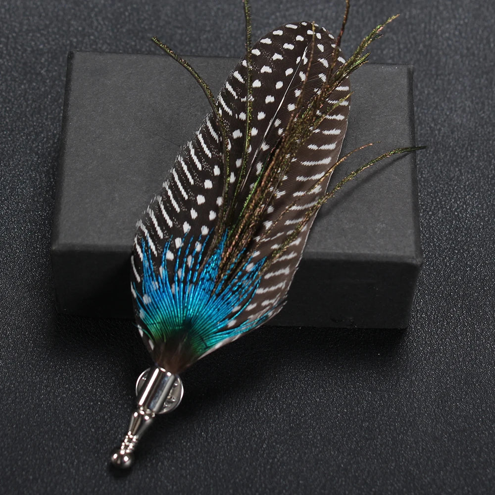 Feather Lapel Pin Brooch Hat Pin Handmade Suit Accessory Gift Idea