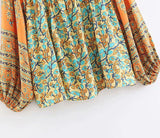 Sayra's Boho Sunshine Yellow Floral Print Long Sleeve Blouse Shirt
