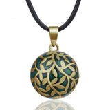 Forest Leaves Harmony Sound Chime Mexican Bola Pendant Necklace