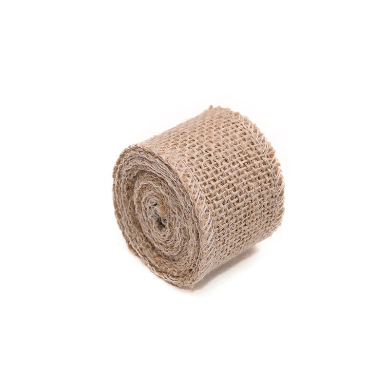 2M Natural Jute Burlap Hessian Ribbon Rolls Rustic Wedding Decoration Christmas Gift Wrapping