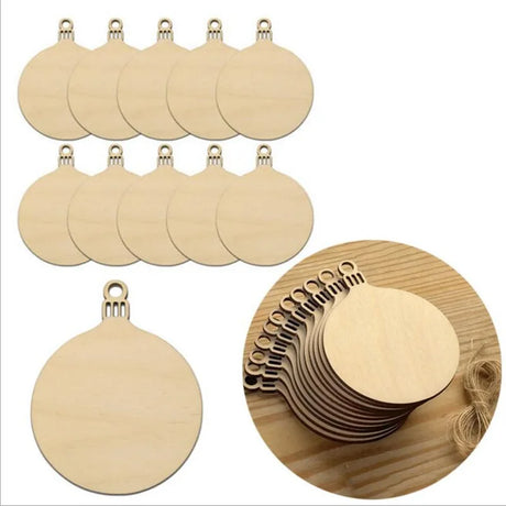 10PCS Wooden Tree Ornaments for Christmas Tree Hanging Craft DIY