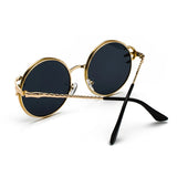 Claw Gripped Round Sunglasses Gothic Gold Metal Frame Shades