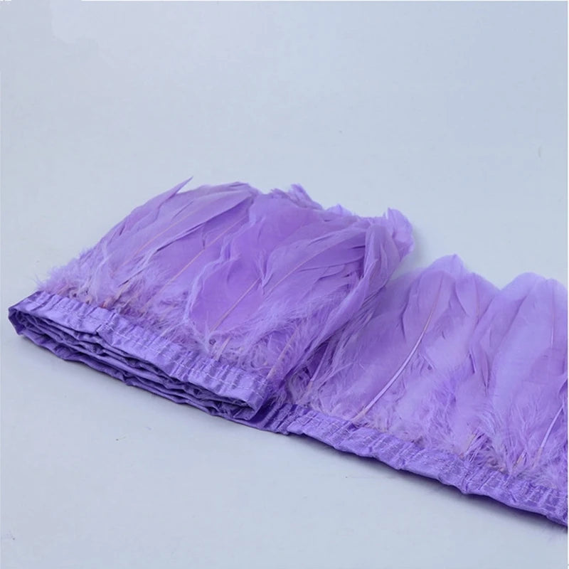 2 Meters Dyed Goose Feather Trims Fringes Ribbons DIY Craft
