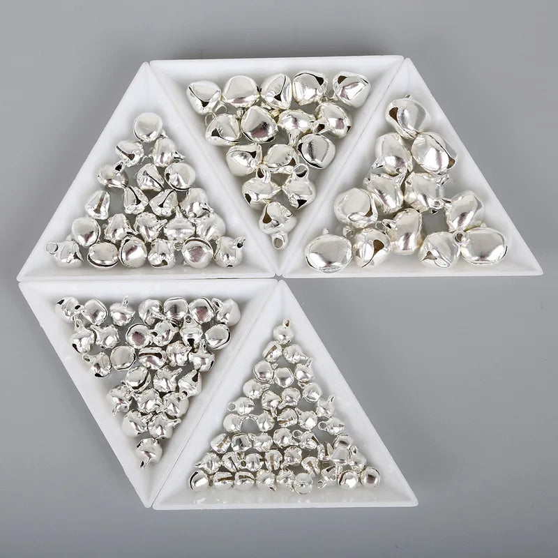 50-300Pcs/lot Loose Silver Beads Iron Jingle Bells Christmas Decoration Gift DIY Crafts