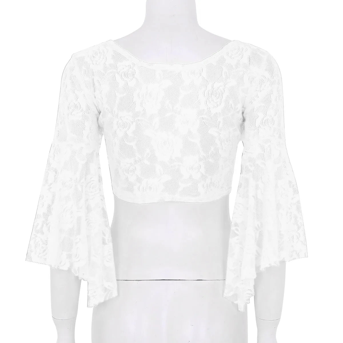 Flare Sleeve Floral Lace Wrap Top Dance Costume Cover Up Cardigan Wraps