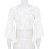 Flare Sleeve Floral Lace Wrap Top Dance Costume Cover Up Cardigan Wraps