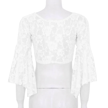 Flare Sleeve Floral Lace Wrap Top Dance Costume Cover Up Cardigan Wraps
