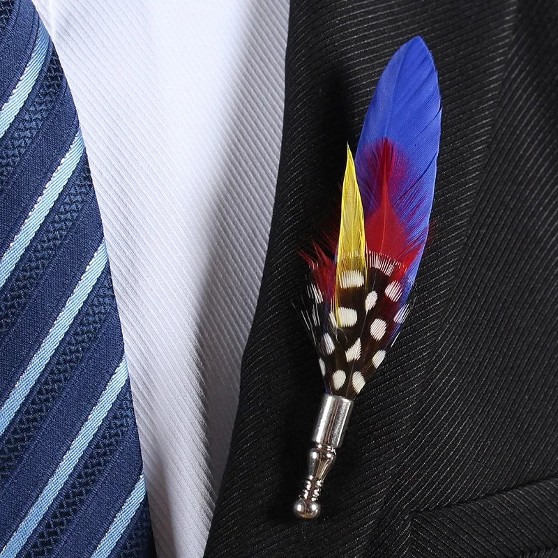 Feather Lapel Pin Brooch Hat Pin Handmade Suit Accessory Gift Idea