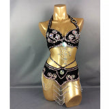 Beaded Sequins Belly Dancing Belt+Bra Samba Costumes