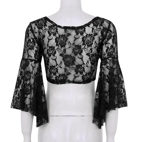 Flare Sleeve Floral Lace Wrap Top Dance Costume Cover Up Cardigan Wraps