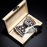 Handmade Woodland Feather Bow Ties & Lapel Pin Gift Box Set