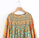 Sayra's Boho Sunshine Yellow Floral Print Long Sleeve Blouse Shirt
