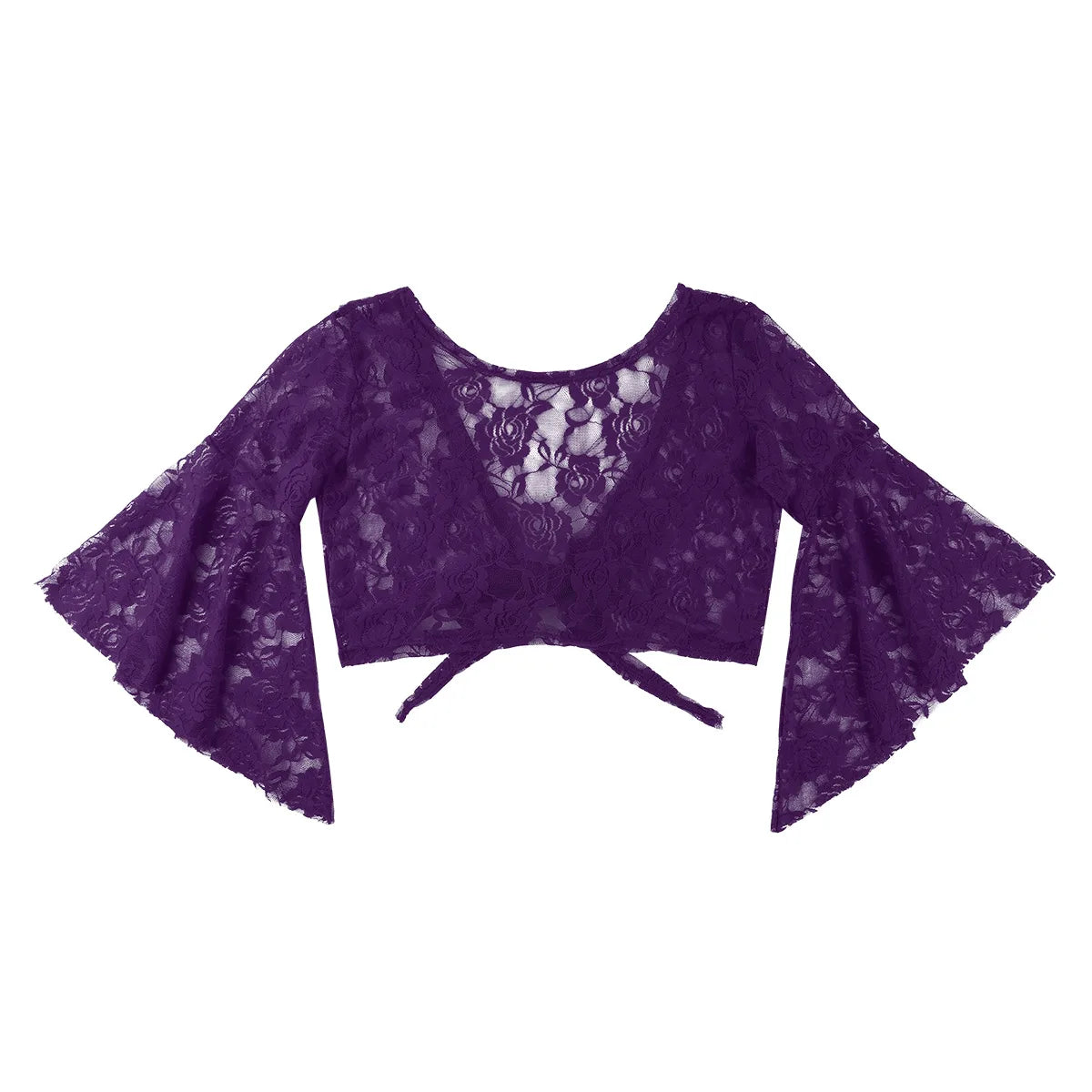 Flare Sleeve Floral Lace Wrap Top Dance Costume Cover Up Cardigan Wraps