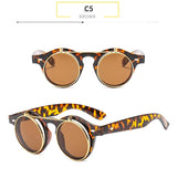 Round Steampunk Flip Up Sunglasses
