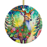 Woodland Deer Ceramic Christmas Ornament