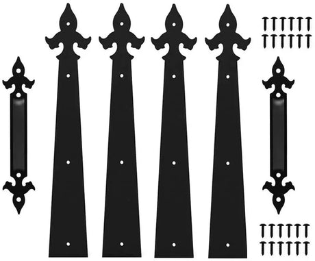 Steel Door Hardware Kit Decorative Carriage House Mounted Hinges Handles