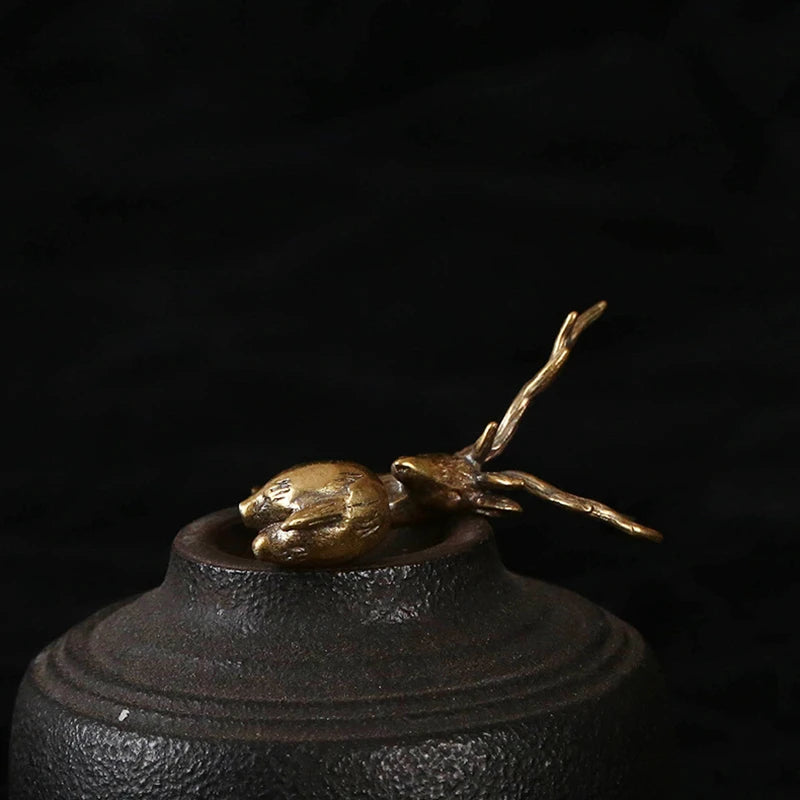 Copper Deer Elk Reindeer Figurine Tea Pet