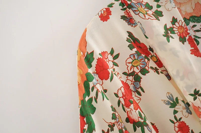 Annie's Floral Print Long Kimono