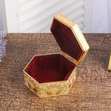 Golden Peacock Hexagonal Metal Jewellery Box