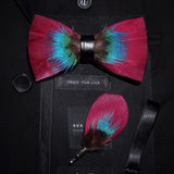 Men's Bow Tie & Pin Set Handmade Natural Feather Gift Box