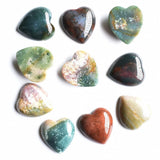 Twelve Natural Stone Heart Shape Cabochons for Jewellery Making 25mm